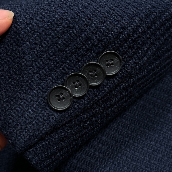 Hugo Boss Nold Thick Knit Wool Blend Unstructured Blazer Navy Blue Mens US 44 R - Picture 6 of 15